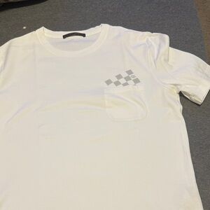 Louis Vuitton White Tee with Checkered Pocket